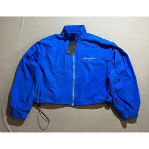 Sean John x Missguided Jacket Womens 4 Blue Cropped‎ Zip Up Windbreaker.